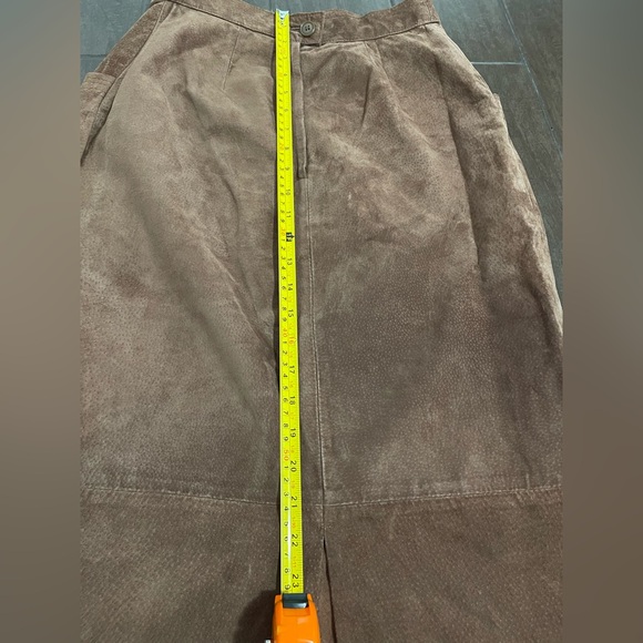 Brown Leather Suede Midi Skirt - Picture 7 of 8